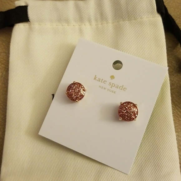 kate spade Jewelry - Kate Spade rose gold glitter gum drop earrings